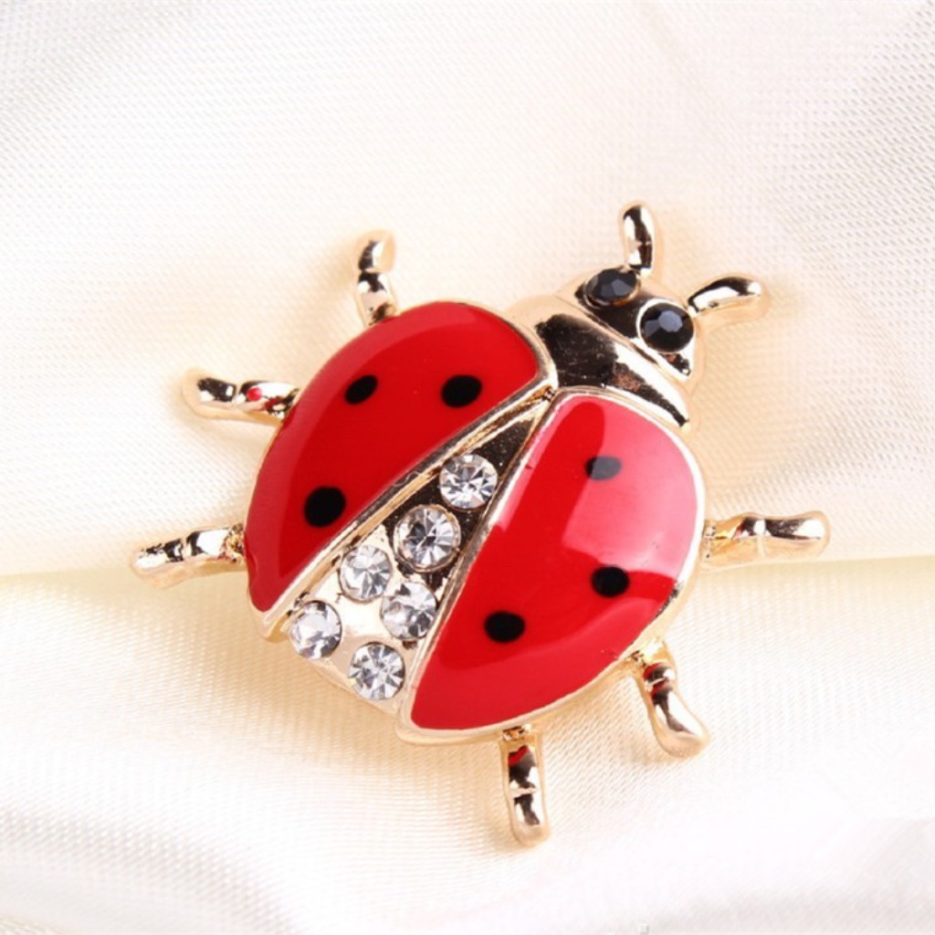 Ladybug Crystal Brooch Pin 18$